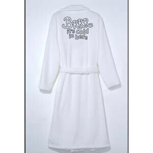 CoCus Pocus Soft Plush White Robe "BRRR... it's cold in here" One Size NWOT